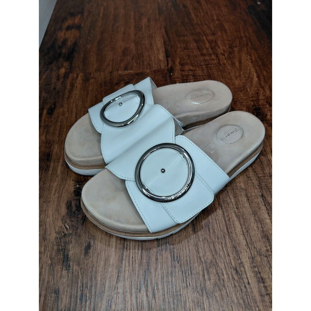 Tamaris Comfort White Nappa Sandals Women Size 37 - Picture 4 of 16
